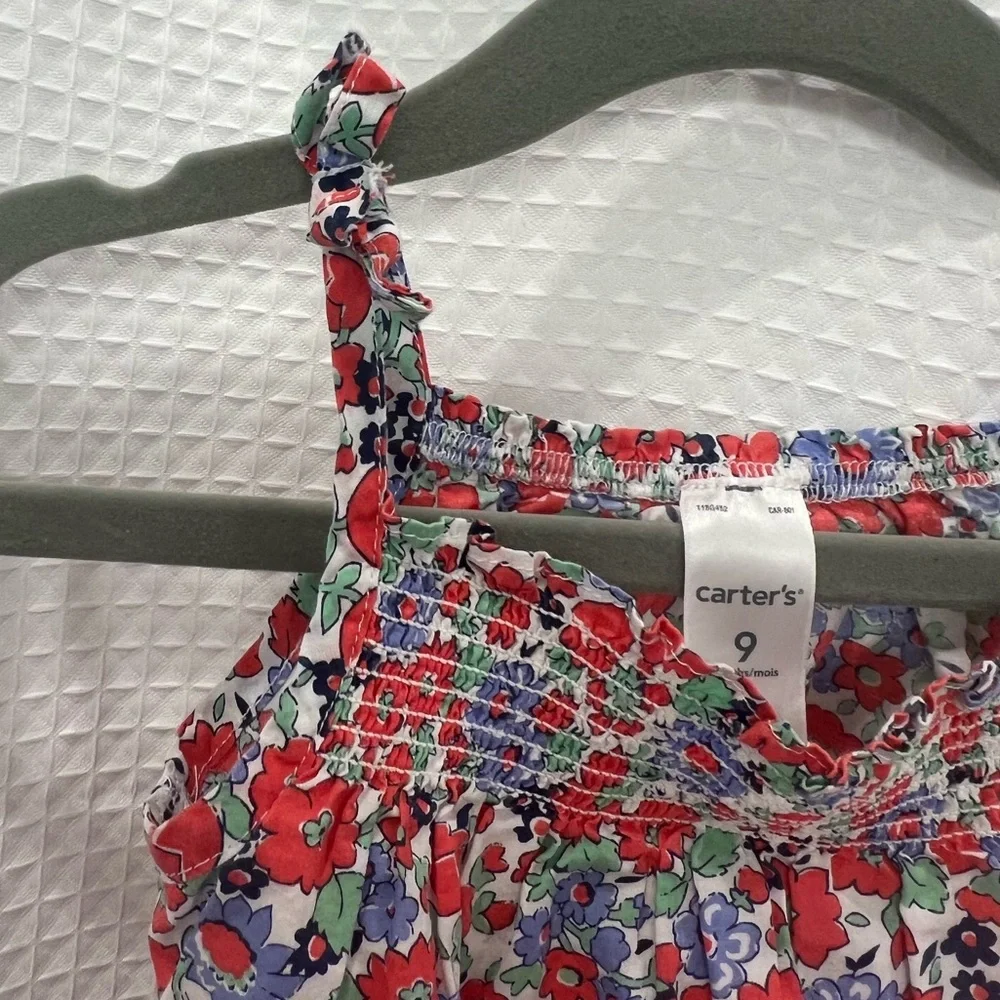 Carter’s Floral Romper with Red and Blue Flowers